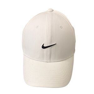 NIKE Classic White Hat with Black Swoosh -- Adjustable strap